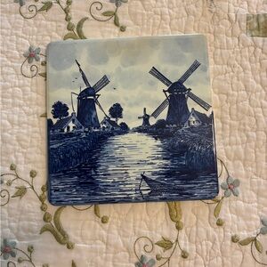 Delft Blue Hand Painted 6” Tile Made in Holland